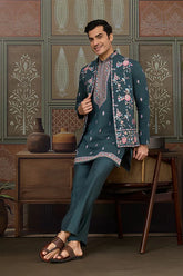Premium Green Koti Kurta Men